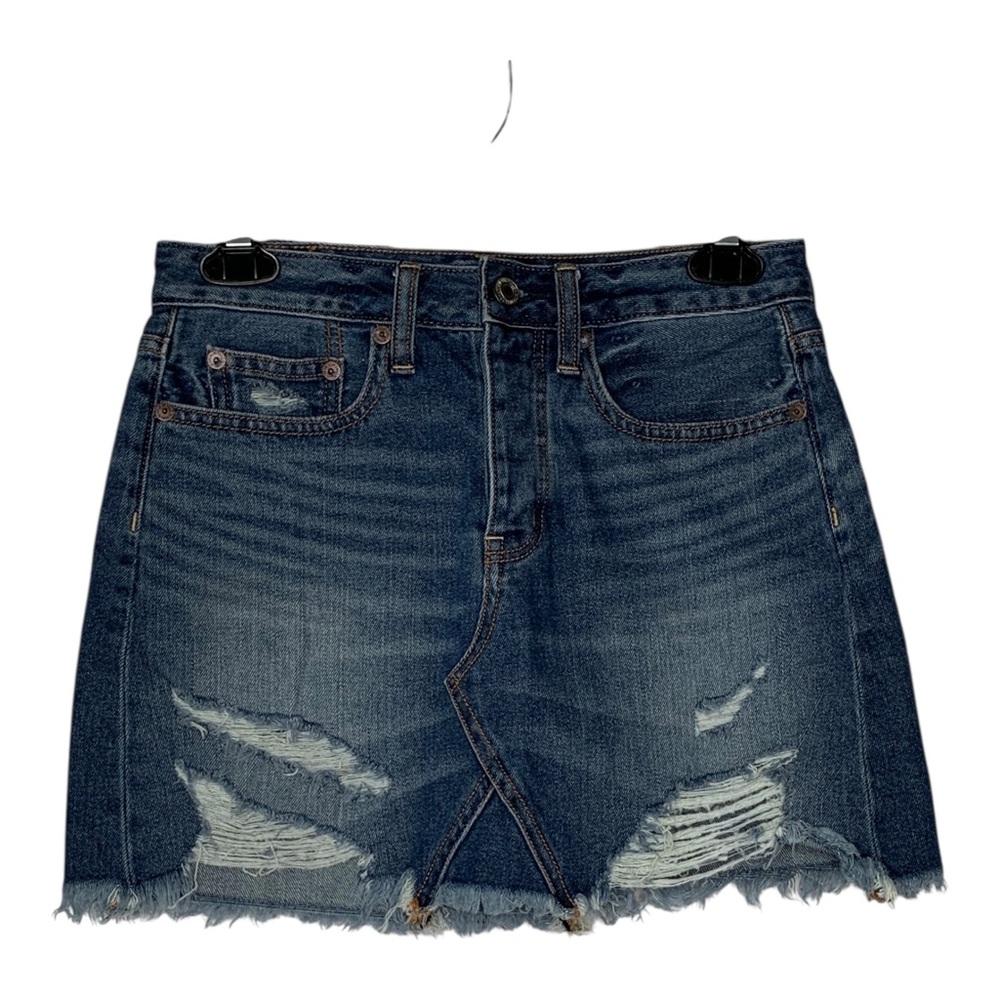 American Eagle Outfitters NWOT Mini Skirt Distressed Medium Wash Blue Size 0